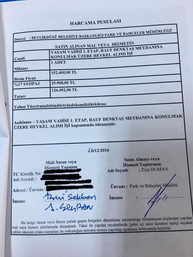 rauf denktas rolyefi harcama pusulasi